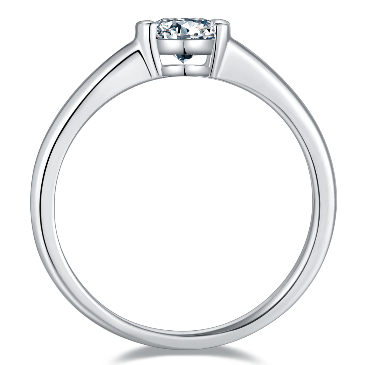 Simple round S925 silver plated white gold moissanite diamond women's ring 0.5 carat D-grade
